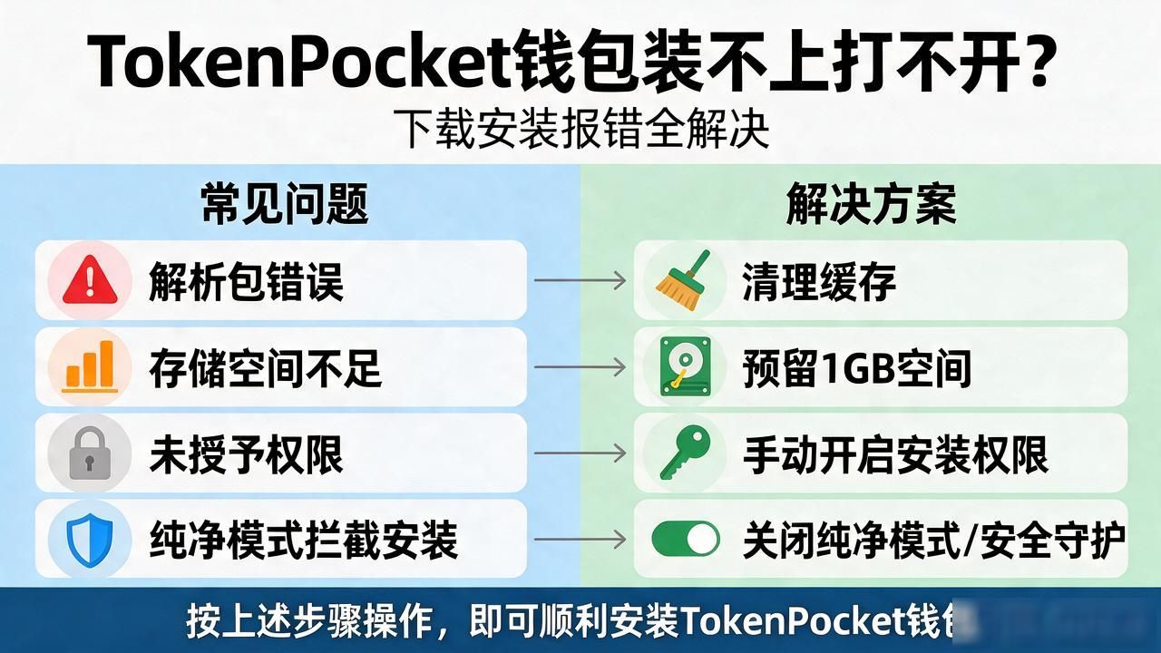 TokenPocket钱包装不上打不开？下载安装报错全解决